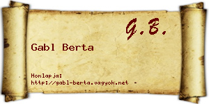 Gabl Berta névjegykártya